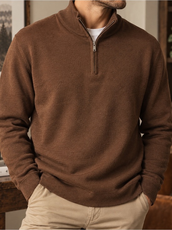 Christian Lacroix Other - XXL | Christian Lacroix | Brown Merino Wool Quarter-Zip Sweater